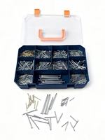 Kit de 1470 clous en acier avec boîte en PP, clous galvanisés à tête plate et à anneau, sans tête, pour le travail du bois et la construction