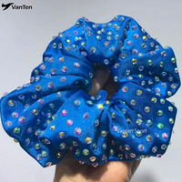 Vente en gros de chouchous élastiques pour équipes de cheerleading et de gymnastique, avec strass brillants et design personnalisé, couleur mystique, en Teal, Rose et Bleu Royal