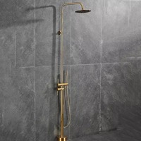 Ensemble de colonne de douche extérieure en acier inoxydable Robinet de douche sur pied avec jet de pluie pour piscine et bain de plage