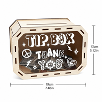 Boîte de collecte d'argent en bois, porte-monnaie transparent en bois, décoration artisanale faite à la main, présentoir de comptoir de café, cadeau