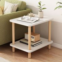 Table basse populaire à double plateau en bois, style crème, luxe léger, design minimaliste nordique