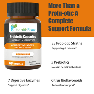Cápsulas Probióticas de Alta Potencia con Enzimas Digestivas y Bioflavonoides, Apoyo a la Salud Intestinal, Cápsulas con Mezcla Prebiótica Sin GMO - Product Image 4