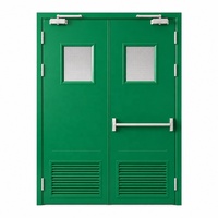 Porte d'entrée principale double moderne en acier PSL OEM, à ouverture manuelle battante, ignifugée, avec cadre thermolaqué