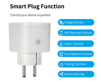 Prise intelligente WiFi Tuya, prise allemande EU 16A 220V avec télécommande TUV CE, programmation horaire, commande vocale, surveillance de la consommation d'énergie