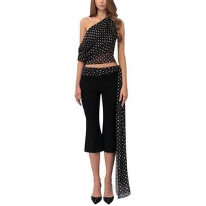 Ensemble 2 pièces personnalisé pour femme 2026 – Haut en maille à pois et pantalon sans manches en mousseline – Tenue de club sexy respirante printemps-été - Product Image 3