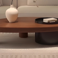 Table basse en bois massif de style vintage avec structure en acier inoxydable et plateau en bois, rangement pour salon/chambre, idéale pour les petits appartements