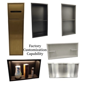 Étagères murales de <span class=keywords><strong>douche</strong></span> encastrées en acier inoxydable, 2 pièces, organisateur de salle de bain, caddie de rangement d'accessoires dans la maison - Product Image 2