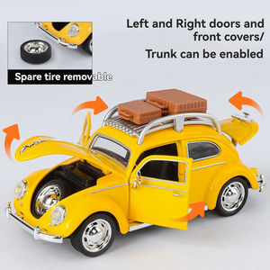 Diecast Car Model 1:32 VINTAGE Old Beetle con sonido y luz Adorno de retroceso Decorar Recoger Metal Car Model Toys - Product Image 3