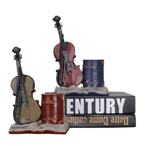 Creative Pen Holder Retro Music Instrument Figurine Resin Crafts Vintage Violin Sculpture Jazz Saxophone Gift Statue