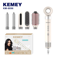 KEMEY Km-6896 Ensemble Sèche-Cheveux 6-en-1 pour Femme 110000 tr/min 3 Réglages de Température 1500W Peigne à Air Chaud Prise EU Outils de Coiffure DIY Salon OEM