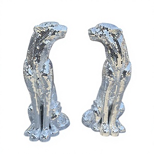 Nuova Statua di Leopardo in Resina di Fibra di Vetro Dipinta a Mano, di Alta Qualità, a Grandezza Naturale, Scultura Artistica Dorata Lucida a Specchio - Product Image 2