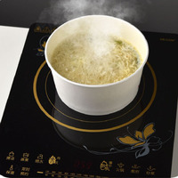 MOQ 100 pièces Bols en papier jetables de 1500 ml avec fond chauffant, résistants à la graisse, pour la cuisson de nouilles ou de plats sur cuisinière à induction
