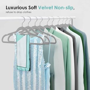 Cintres en velours de qualité supérieure à un seul niveau, gain de place, avec crochet pour costumes, cravates, chemises, vêtements, accessoires et pendentifs - Vente en gros - Product Image 4