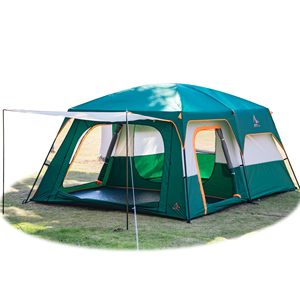 เต็นท์ครอบครัวขนาดใหญ่กันน้ำ ผ้าอ๊อกซ์ฟอร์ด สำหรับตั้งแคมป์กลางแจ้ง 5 8 12 คน สองห้องนอนหนึ่งห้องนั่งเล่น รับสั่งทำขั้นต่ำน้อย - Product Image 1