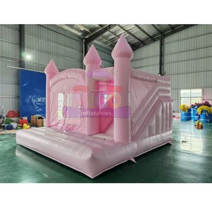 Château Gonflable Rose Pastel Princesse avec Toboggan et Éclairage – Combo de Saut et de Jeu pour Mariages, Anniversaires et <span class=keywords><strong>Location</strong></span> Commerciale - Product Image 1