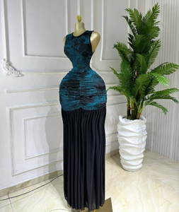 Abito Lungo Senza Maniche da Donna con Stampa in Due Colori, Vestito Maxi Svasato, Abito Africano Taglia S-XL - Product Image 5