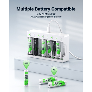 แบตเตอรี่ AAA แบบชาร์จได้ EBL พร้อมที่ชาร์จ 1100mAh NiMH 1.2V ชาร์จได้มากถึง 1200 ครั้ง แบตเตอรี่รีโมทแบบชาร์จได้ 2500mAh - Product Image 6