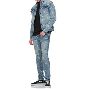 กางเกงยีนส์เดนิมทรงวินเทจคุณภาพสูงจากโรงงาน ลายพิมพ์มือนกนางนวลทั่วตัว ซักแล้วใส่สบาย - Product Image 2