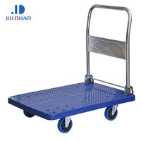Chariot de ménage à quatre roues pliable, plateforme d'entrepôt, poignée de cargaison, chariot portable