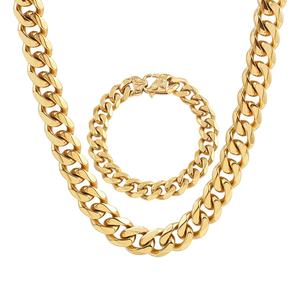 OUMI-Collar <span class=keywords><strong>de</strong></span> Eslabones Cubanos Chapado en Oro Pesado, Joyería Punk Hiphop <span class=keywords><strong>de</strong></span> Acero Inoxidable <span class=keywords><strong>de</strong></span> 18K, Diseño para Hombre, Boda - Product Image 1