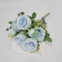 Bunga Mawar Peony Buatan Romantis Vas Bunga Dekorasi Rumah Buket Sutra Merah Muda Pusat Meja Pesta Pernikahan Tanaman Palsu Sentuhan Realistis