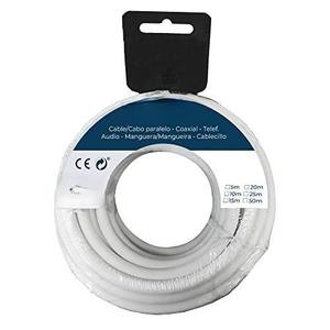 Avvolgicavo piatto 5 m, H03VV-F 2 x 0,75 mm, bianco, ideale per connessioni elettriche e uso domestico. - Product Image 1