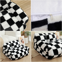 Dessin animé canapé haricot nid lit pour animaux de compagnie chat lourd chien litière tapis écologique en peluche fournitures pour animaux de compagnie avec motif solide