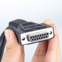 Cable de Diagnóstico OBDII de 16 Pines Macho a DB15 Hembra con Fuente de Alimentación Externa de CC