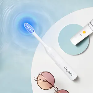 Penjualan laris grosir sikat gigi isi ulang elektrik dewasa lampu biru Led UV pembersih perawatan mulut bertenaga baterai