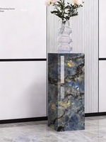 Support à fleurs mobile moderne en plaque de jadéite bleue, motif marbre, table d'appoint de salon, meuble TV, pièce d'appoint pour hôtels et showrooms
