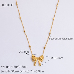 Collar con Colgante de Lazo de Acero Inoxidable Chapado en Oro de 18K, Cadena de Clavícula Pequeña y Elegante de Lujo Ligero para Fiestas - Product Image 6