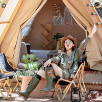 Tente de glamping quatre saisons en toile imperméable avec structure en contreplaqué, parois latérales, ouverture supérieure, pour événements, avec une chambre et un salon