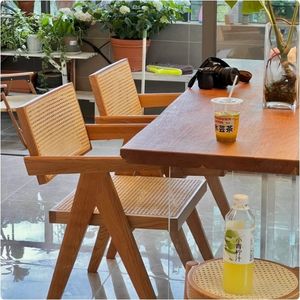 Mesa de Comedor de Madera Maciza con Patas de Acrílico, Diseño Moderno y Minimalista para el Hogar y Apartamentos - Product Image 3