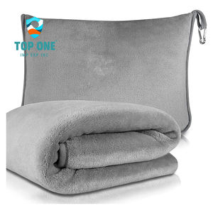 Top One Voyager Portable Doux Chaud 2 En 1 Petit Oreiller Zipper Clip Sac Avion Jeter Couverture - Product Image 1