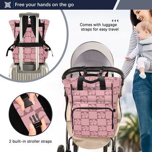 <span class=keywords><strong>Sac</strong></span> à langer tendance imprimé fleurs d'hibiscus roses Hawaï, imperméable, <span class=keywords><strong>sac</strong></span> à <span class=keywords><strong>dos</strong></span> de voyage pour bébé avec plusieurs poches - Product Image 5