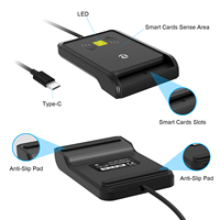 ZOWEETEK todo en uno tipo C lector de tarjetas NFC escritor y EMV CAC ID IC lector de tarjetas con chip portátil Cajero Automático Banco lector de tarjetas de crédito pago