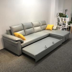 Conjunto de sofás en forma de <span class=keywords><strong>L</strong></span> de Diseño Europeo, muebles para el hogar, uso de apartamento, almacenamiento de cuero con cargador USB, sofá <span class=keywords><strong>cama</strong></span> plegable - Product Image 3