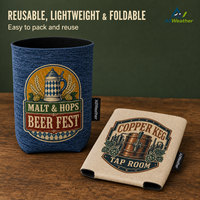 Manchon isotherme pliable en néoprène de 12 oz pour canette, avec logo personnalisé, pour garder au frais, imprimé avec badge de bière artisanale vintage, pour brasserie