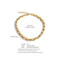 Collier JINYOU 8082 Hip Hop en acier inoxydable plaqué or PVD, collier à maillons texturés, collier ras du cou en métal pour femmes