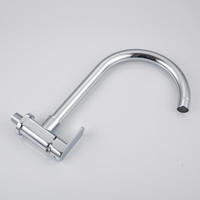 Robinet de cuisine mural moderne en alliage de zinc chromé, monocommande eau froide, pour usage hôtelier (vente en gros)