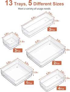 Organizador de Cajones Apilable para Cocina, Maquillaje y Escritorio, Caja Organizadora Transparente, Contenedor de Alimentos, Bandeja de Almacenamiento de Plástico - Product Image 2