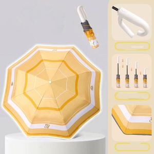 Parapluie de voyage compact pour enfants avec poignée mousqueton, revêtement en tissu anti-UV, protection contre la pluie et le soleil - Product Image 3