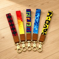 Porte-clés personnalisé en polyester avec sangle en tissu imprimé par sublimation, clip en cuir PU et crochet métallique – Vente en gros OEM pour fabricants