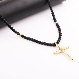 <span class=keywords><strong>Collana</strong></span> <span class=keywords><strong>Rosario</strong></span> con Croce Regolabile, Lunga <span class=keywords><strong>Collana</strong></span> di Gesù con Perline, Alta Qualità in Onice Opaco e Occhio di Tigre, Collane da <span class=keywords><strong>Uomo</strong></span> in Acciaio Inossidabile - Product Image 4