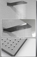 Ensemble de garnitures de douche de pluie pour salle de bain Système de robinet de douche thermostatique encastré contemporain Laiton Chrome poli Jet de massage doux