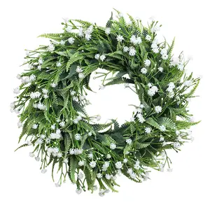圣诞装饰仿真植物塑料花六耳满星星门装饰仿真花环人造花环