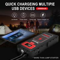 Newsmy Grosir 20000mAh 2500A Arus Puncak 12v Booster Baterai Darurat Mobil Power Bank Berdaya Tinggi Jump Starter Mobil