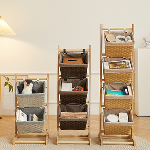 Cesto portaoggetti in legno multistrato per mobili in Rattan intrecciati in carta naturale - Product Image 3