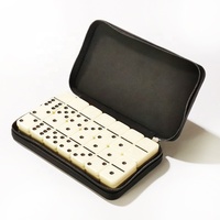 Dominos Double 6 pour les jeux de famille Double Six Standard Domino Game Set 28 Tiles dans un étui en cuir véritable