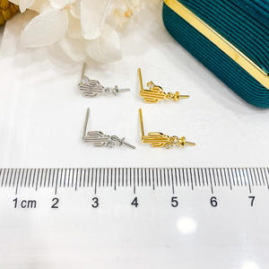 S925 Silver DIY Pearl Accessories Cactus Silver <b>Earrings</b> with Empty Stand and 8-12mm Round Beads <b>Fashion</b> <b>Drop</b> <b>Earrings</b>-21110 - Product Image 3